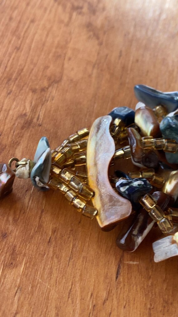 Multi Strand Shell Bib Necklace: Iridescent Bruta… - image 6