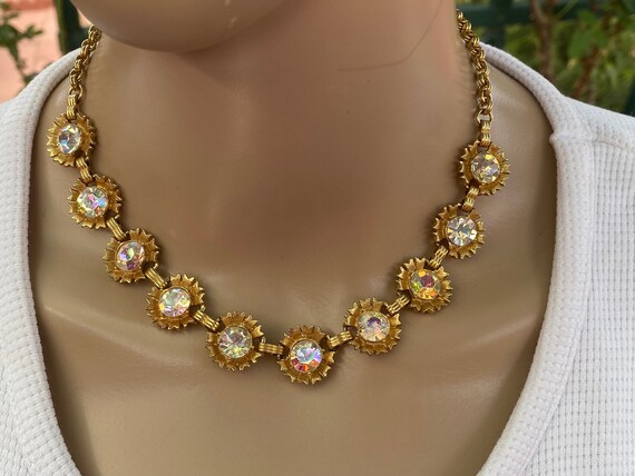 Vintage 50's - Faceted rhinestones choker, pronge… - image 7