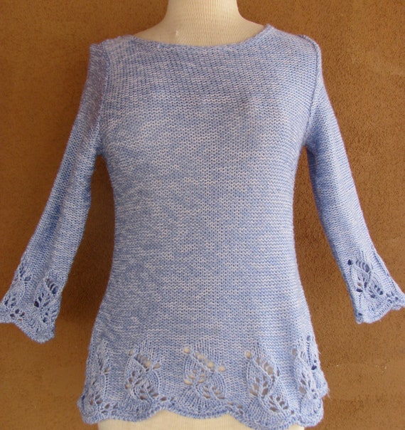 TISSAIA - Cotton Baby Blue Long Sleeves Pullover S