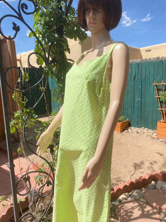 Vintage 70s - Maxi dress - Hand Made, Lime Green … - image 3