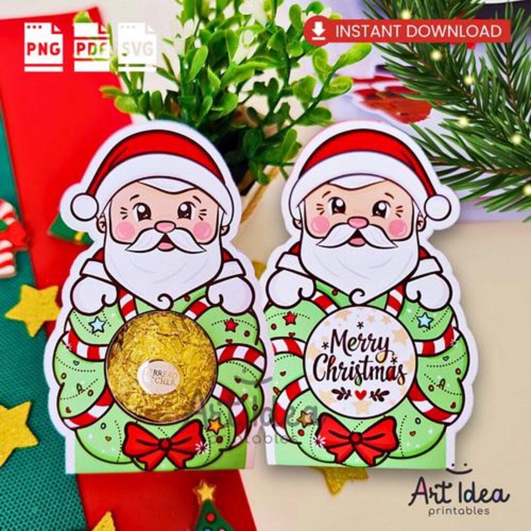 Santa Ferrero Rocher Holder Tag | Printable Christmas Favor (digital ...