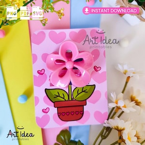 Blommigt hårspänneskort | Utskrivbar DIY-display (digital fil)