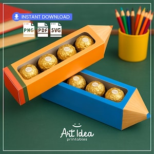 Teacher Appreciation Pencil Box – Ferrero Rocher, Printable Gift, DIY Favor, Back to School Idea, Printable Gift Box | Instant Download