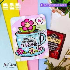 Teacup Tea Packet Holder Card | Printable Tea Gift (PDF, SVG, PNG)