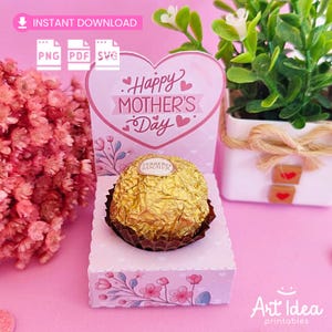 Printable Ferrero Rocher Gift Box, Mother&#39;s Day Favor, Chocolate Holder Template, Instant Download, DIY Candy Souvenir for Mom