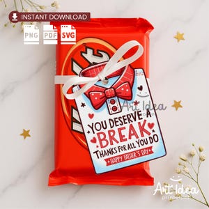 Ausdruckbare Geschenkanhänger für KitKat – Du verdienst eine Pause – Candy Bar Geschenkanhänger – Sofortdownload