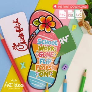 Porta-cartão-presente de chinelo – Imprimível de agradecimento ao professor com citação divertida de fim de aula – Download instantâneo