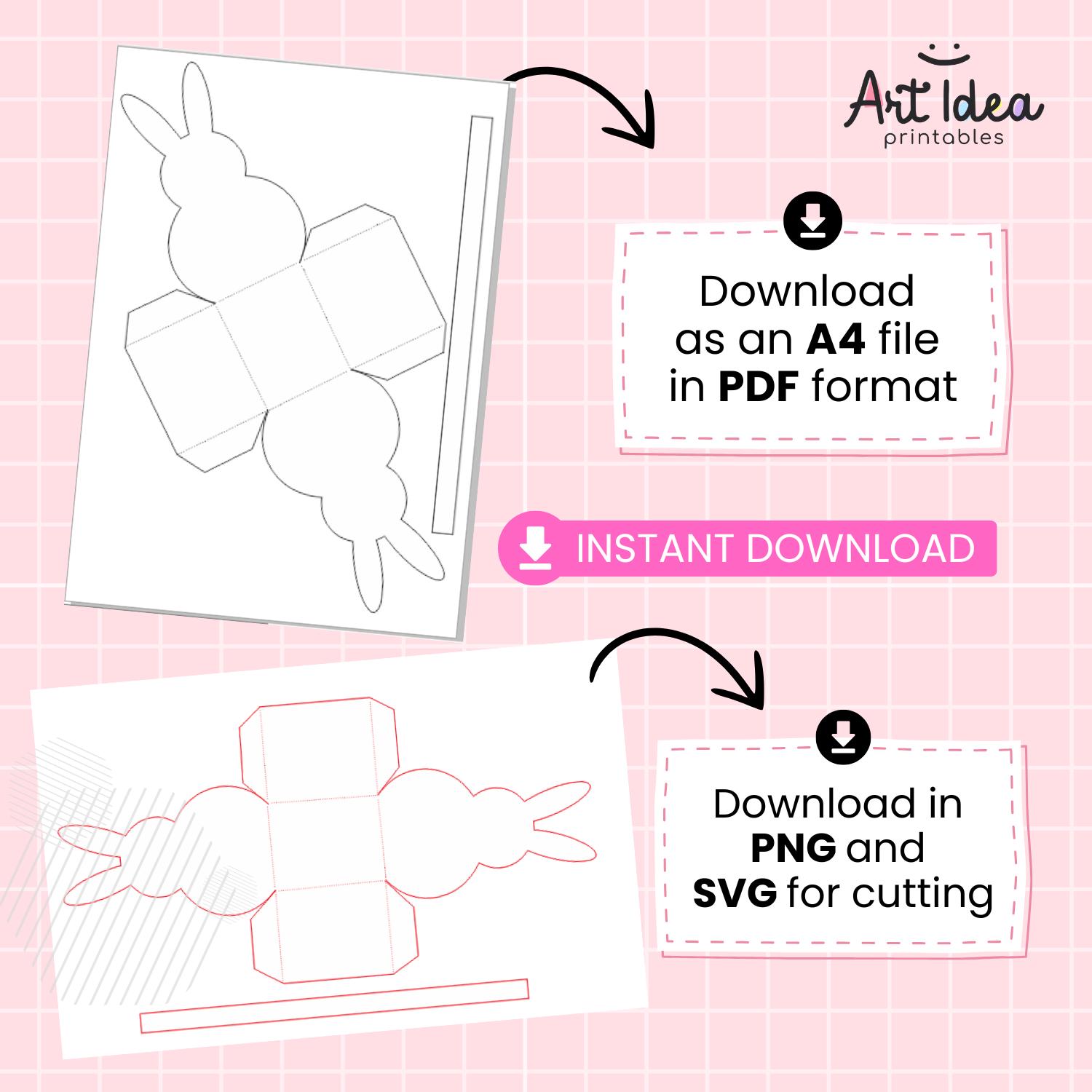 Easter Bunny Basket Box Printable | Cute Box Easter Gifts | DIY Candy ...