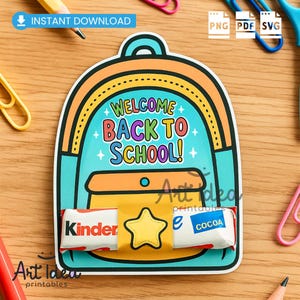 Porta mochilas imprimible para niños/recuerdo de fiesta escolar (descarga digital)