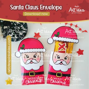 Opakowanie na tabliczkę czekolady Świętego Mikołaja | Świąteczny rękaw cukierniczy (pobranie cyfrowe)