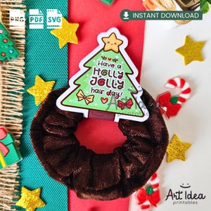 Etiqueta para el pelo con forma de árbol de Navidad / Portacoleteros imprimible (descarga digital)