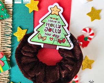 Christmas Tree Hair Tie Tag | Printable Scrunchie Holder (Digital Download)