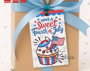 Have a Sweet Fourth of July Cupcake Tag | 4th of July Printable Favor | Patriotic Treat Label | Digital Download | Red White Blue Tag