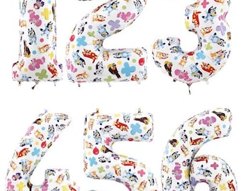 26" Bluey Number Foil Balloon, Birthday Party Decor