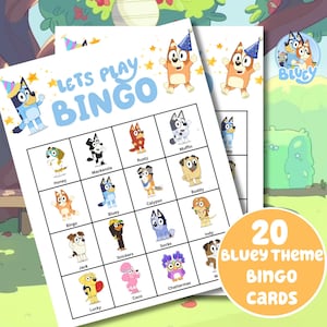 bleuy bingo game, birthday games, bluy birthday, bingo birthday, bluey party