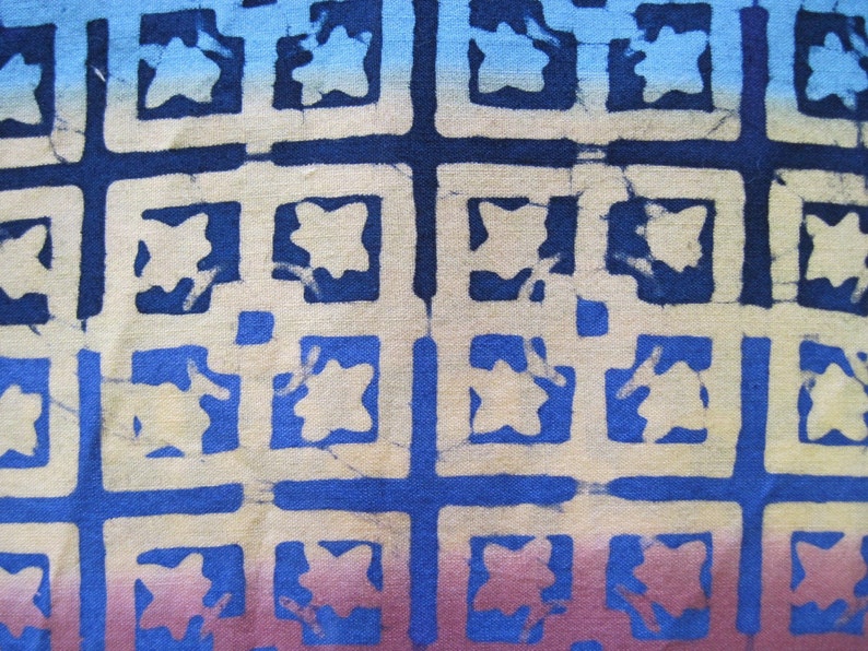 Batik Multi Color Block Print 1 7/8 Yards Etsy