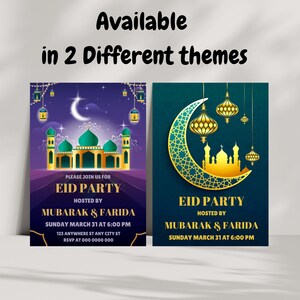 Bewerkbare uitnodiging voor feest Eid Mubarak, tekst uitnodiging Ramadan Mubarak, moderne islamitische kaarten Eid cadeau, Ramadan Kareem, iftar-moslimuitnodiging