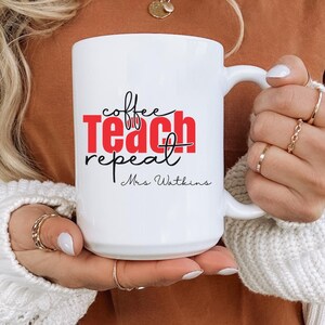 Personalized Teacher Mug, Custom Name Coffee Cup, Teacher Appreciation Gift, Classroom, Teacher Gift, Customizable Ceramic Mug