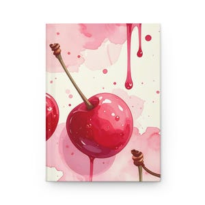 Coquette Cherry Drip journal | Matte Hardcover Notebook, Cherry Watercolor Cover, 5.75"x8" image 2