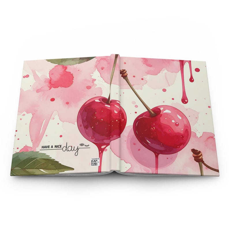 Coquette Cherry Drip journal | Matte Hardcover Notebook, Cherry Watercolor Cover, 5.75"x8" image 5