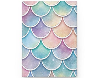 Pastel Mermaid Scales Hardcover Journal | Matte Mermaid Notebook, 5.75"x8"