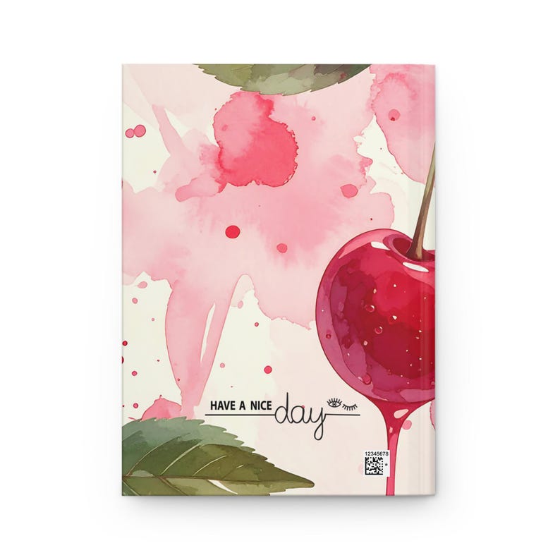 Coquette Cherry Drip journal | Matte Hardcover Notebook, Cherry Watercolor Cover, 5.75"x8" image 3