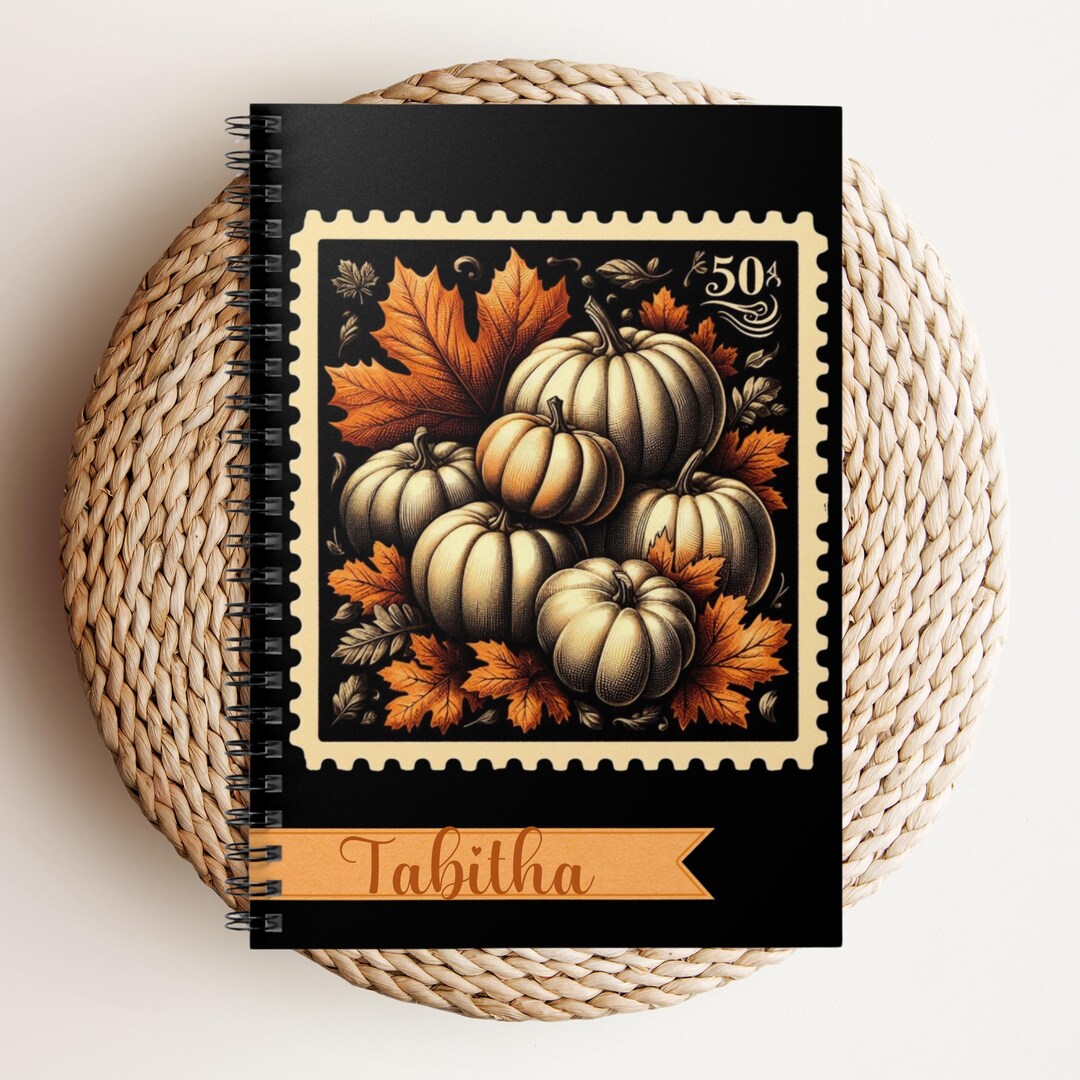 Autumn Pumpkin Spiral Notebook - Custom Fall Harvest Note Book, Journal ...