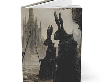 Dark Rabbit Priests Hardcover Journal | Gothic Fantasy Cloaked Bunnies Notebook, 5.75"x8"
