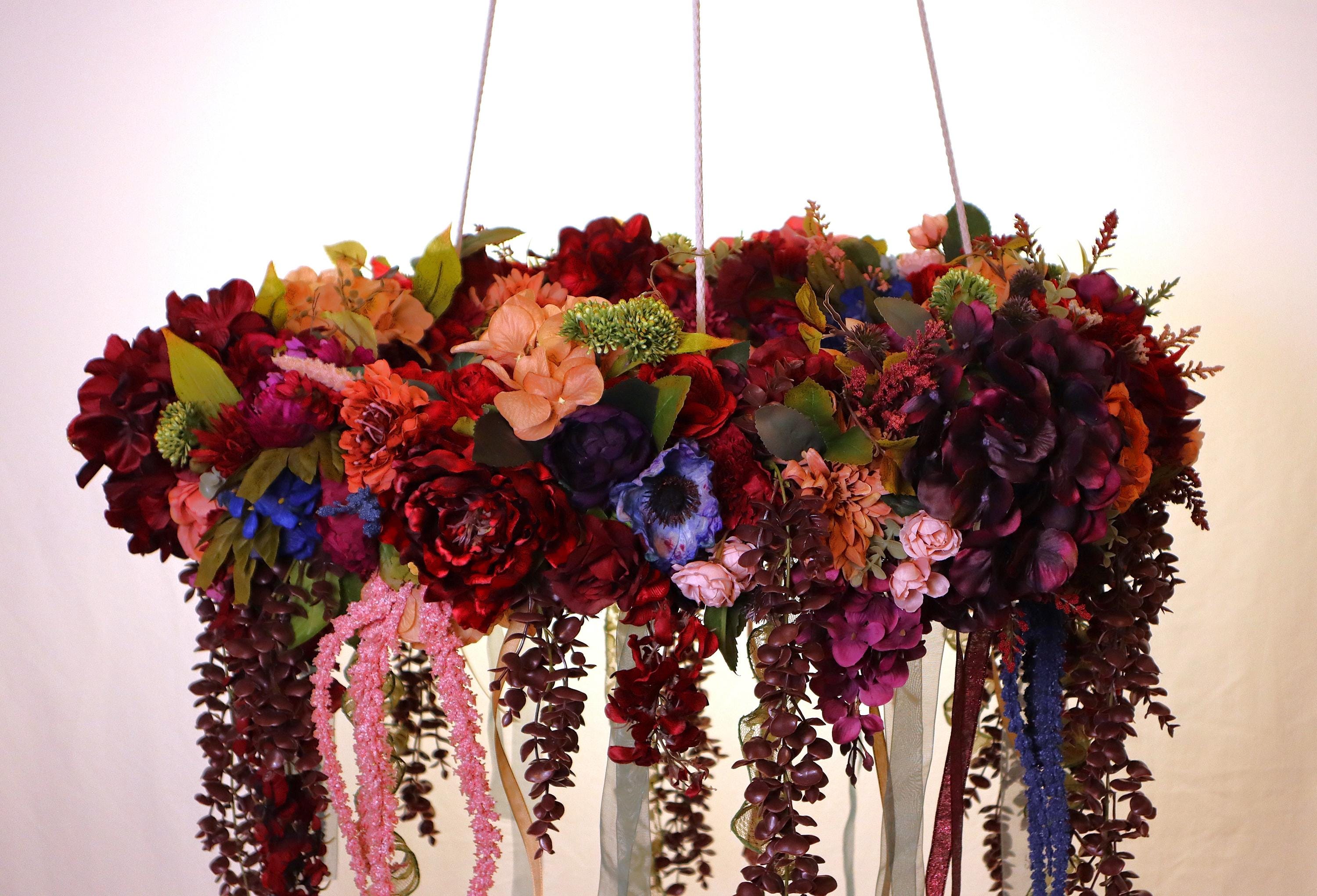 Gothic Floral Chandelier / Dark Academia Wedding Decor / Moody Hanging