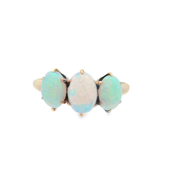 Victorian 10k Yellow Gold 3 Stone Opal Ring Ca 1890