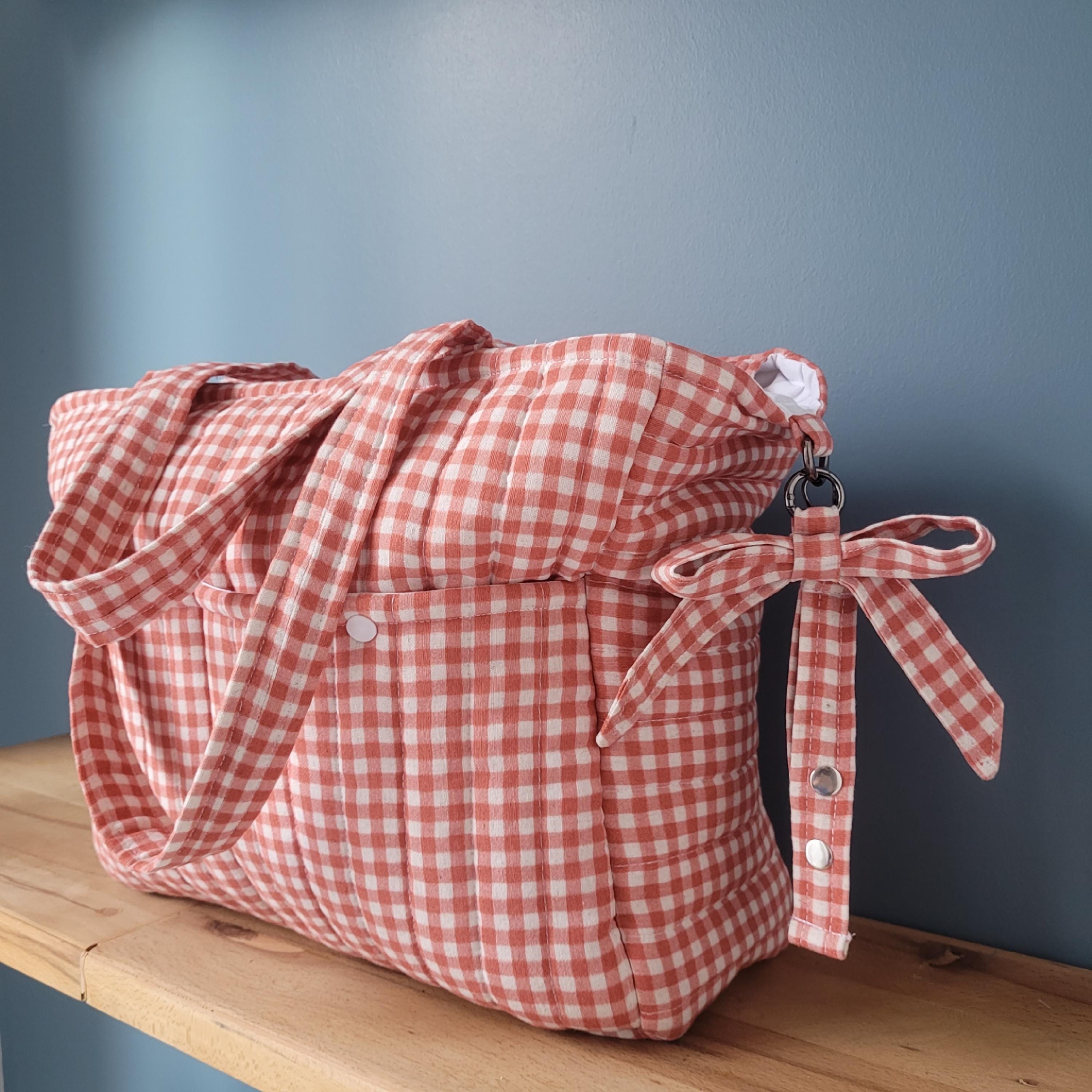 Large Diaper Bag Organizer with Stroller Straps: Handmade Cotton Baby Bag