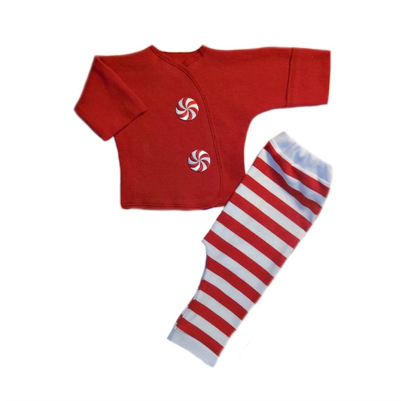 Christmas Peppermint Unisex Baby Santa Clothing 4 Preemie and Newborn Sizes