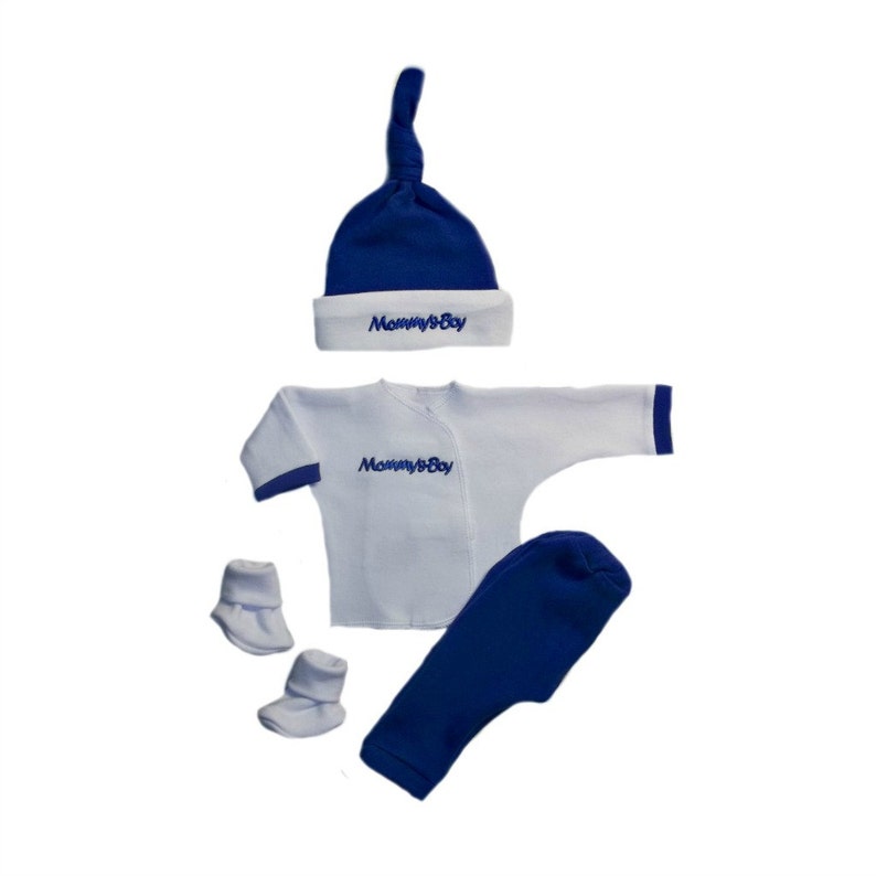 Mommy/'s Boy 4 Piece Baby Clothing Outfit 4 Micro Preemie and Newborn Sizes up to 3 Months Adorable Coming Home Outfit.