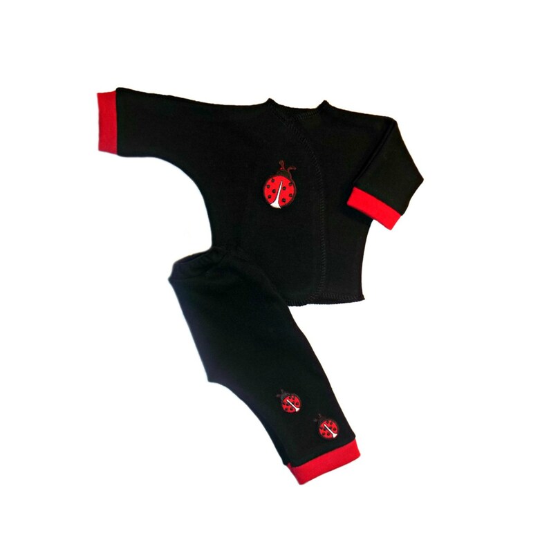 4 Preemie and Newborn Sizes up to 0-3 Months Adorable Coming Home Clothes! Unisex Baby Red Ladybug Pants and Shirt Clothing Outfit