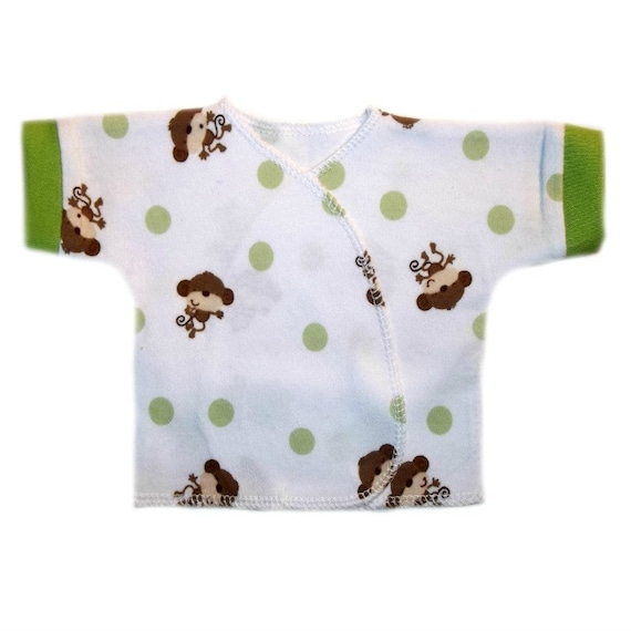 Monkey Business Short Sleeve Yellow Baby Shirt 4 Preemie Newborn Infant Sizes