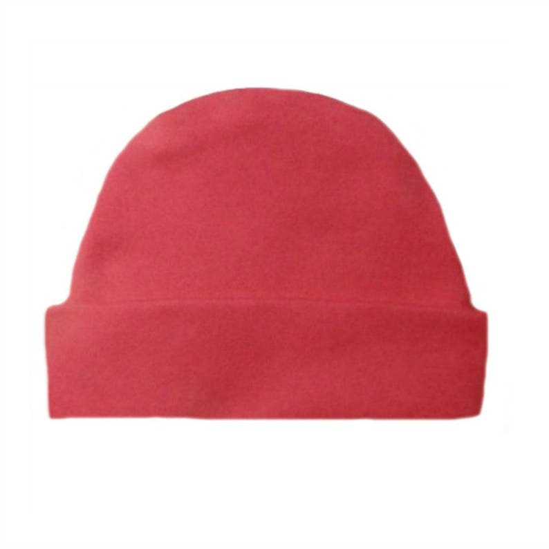Newborn to 6 Months 100/% Cotton Knit Double Thick with a Built in Cap to Stay on Baby/'s Head Preemie Dark Pink Capped Baby Girl Hat