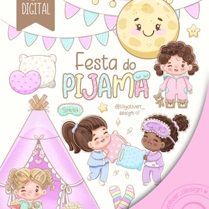 パジャマパーティーのクリップアート、女の子のpng、パジャマを着た女の子のpng、遊んでいる女の子のpng