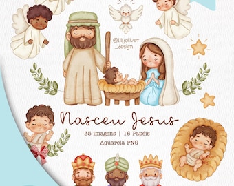 Christelijk Kerstmis, aquarel, kerstgeest, geboorte van Jezus, christelijke illustratie, Jezus png, digitaal papier
