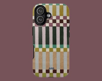 iPhone-hoesje pastelkleurig schaakbord | Geometrisch patroon, beschermende slim-fit pasvorm
