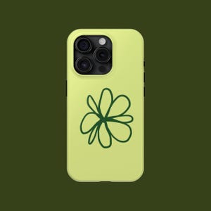 Minimalist Hand-Drawn Green Flower Tough Phone Case | iPhone 16/15/14/13/12/11 Mini Pro Max | Galaxy S24/S23/S22/S21| Aesthetic & Protective