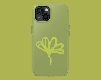 Green Floral Phone Case: Minimalist Boho-Chic Design