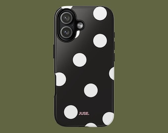 Black and White Polka Dot iPhone Case, Minimalist Retro Style