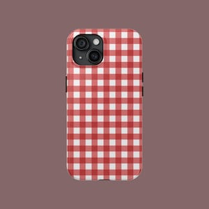 Red Gingham Phone Case: Vintage Cottagecore Protective Cover