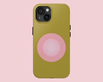 Custodia per telefono minimalista e resistente: design Aura verde senape e rosa