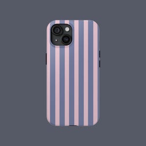 Pink and Blue Striped iPhone Case: Retro Minimalist Protective Cover