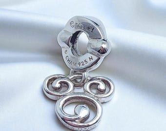 Chamilia Sterling Silver 925 Disney Mickey Mouse Script Dangle Bead Charm