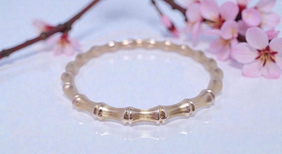 Solid 18kt Yellow Gold Bamboo Bangle