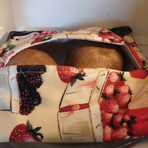 Microwave Potato Bag, Berries, square, baked potato, kitchen accessory, unique gift, handmade item, microwave food, easy to use, baking