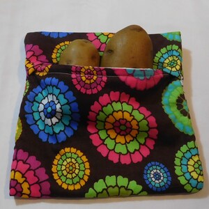 Microwave Potato Bag, Big Flowers , square baked potato, kitchen accessory, unique gift, handmade item, microwave food, easy to use, baking
