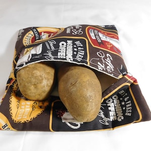 Microwave Potato Bag, Coffee time, square baked potato, kitchen accessory, unique gift, handmade item, microwave food, easy to use, baking